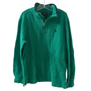 Polo Ralph Lauren Boys Green Soft Cotton 1/4 Zip Sweatshirt Sz Medium (10-12)